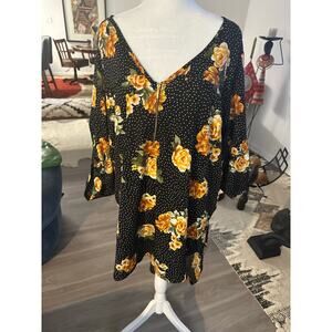 High Low Blouse - Beautiful floral and black and white shirt